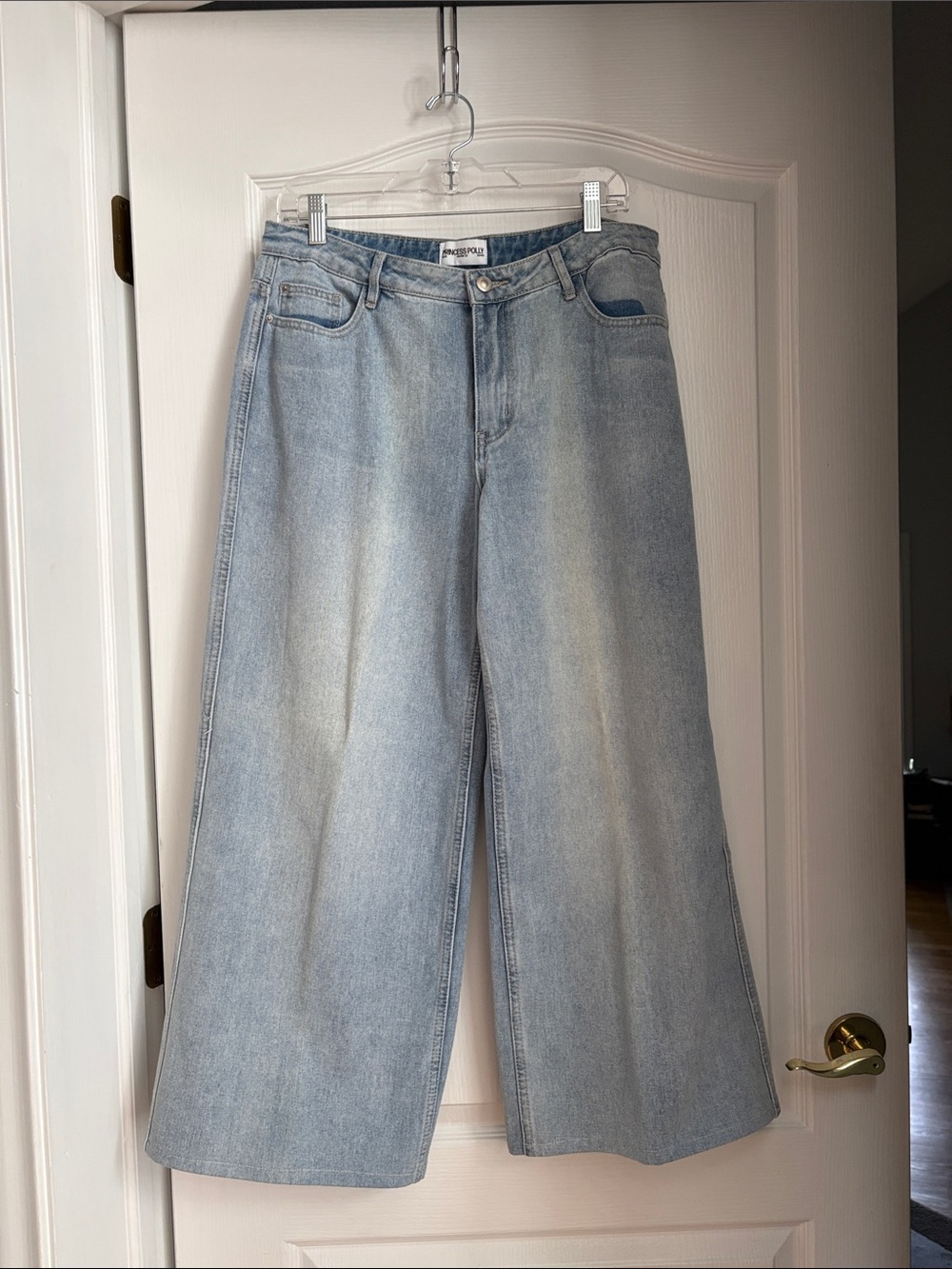 Princess Polly Washed Light Blue Wide Leg Jeans